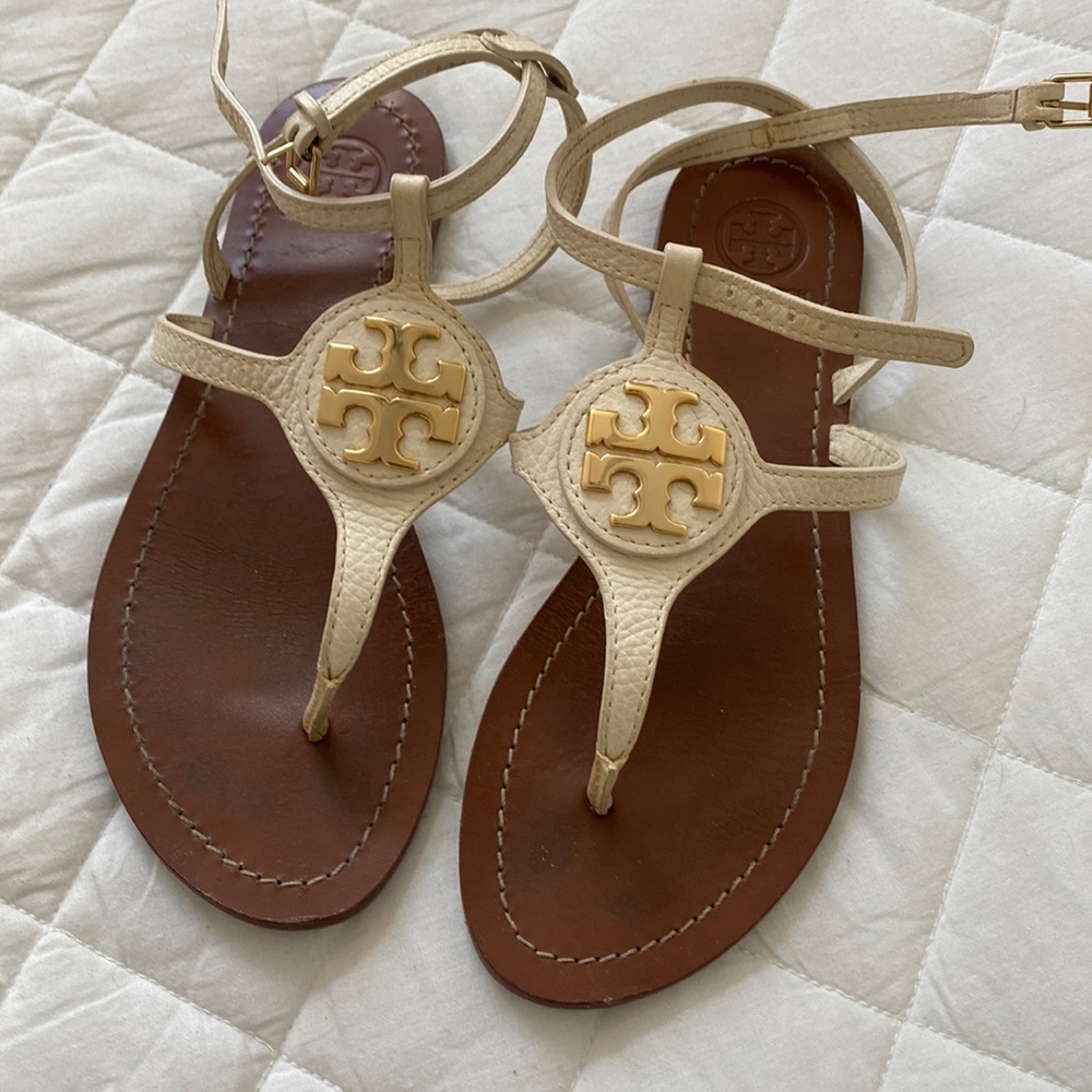 Tory Burch Miller With Ankle Strap in Ivory Size 6.5